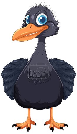 Téléchargez les illustrations : Illustration vectorielle d'un oiseau emu mignon isolé sur fond blanc - en licence libre de droit