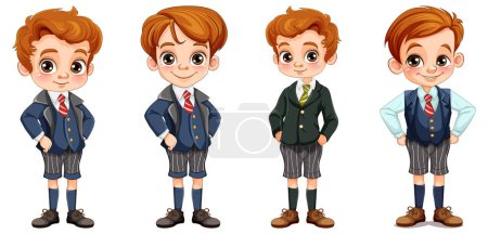 Illustration for Cute boy student in uniform set illustration - Royalty Free Image