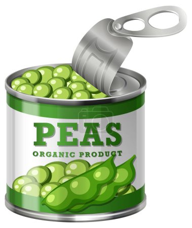 Illustration for Opened Green Peas Food Can illustration - Royalty Free Image