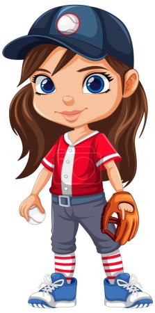 Illustration for Sport girl cartoon character baseball illustration - Royalty Free Image