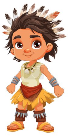 Illustration for Male Native American cartoon character illustration - Royalty Free Image