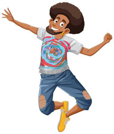 Illustration for Black African American Man Cartoon Character with Afro Hair illustration - Royalty Free Image
