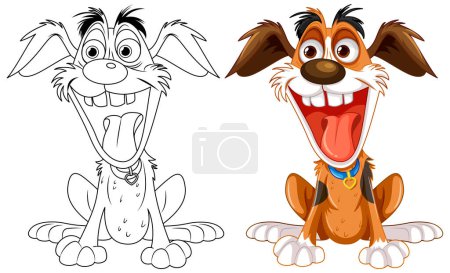 Téléchargez les illustrations : Mignon ludique fou chien dessin animé illustration - en licence libre de droit