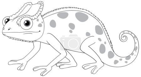 Téléchargez les illustrations : Cute colourful chameleon cartoon isolated doodle illustration - en licence libre de droit