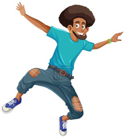 Ilustración de Negro Africano Hombre Caricatura Personaje con Afro Hair ilustración - Imagen libre de derechos