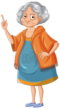 Ilustración de Angry grandmother cartoon character illustration - Imagen libre de derechos
