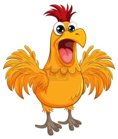 Téléchargez les illustrations : A vector cartoon illustration of a chicken freaking out, isolated on a white background - en licence libre de droit