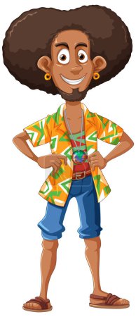 Téléchargez les illustrations : Un homme aux cheveux afro Illustration vectorielle - en licence libre de droit