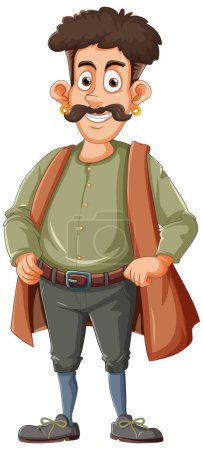 Illustration for Middle age man cartoon character with mustache illustration - Royalty Free Image