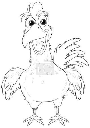 Téléchargez les illustrations : Isolée sur blanc, cette illustration vectorielle de dessin animé d'un poulet est parfaite pour colorer - en licence libre de droit