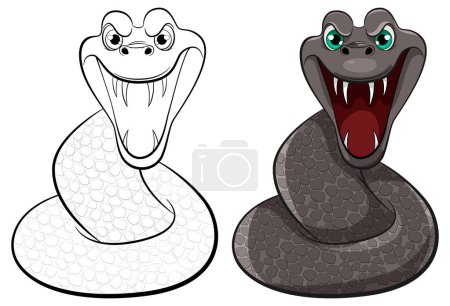 Ilustración de Una ilustración vectorial de dibujos animados de una serpiente con escamas aisladas sobre un fondo blanco - Imagen libre de derechos