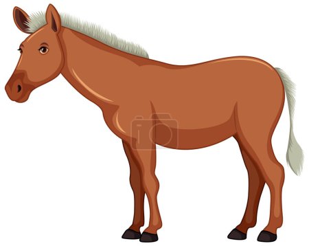 Téléchargez les illustrations : Illustration vectorielle d'un cheval brun isolé sur fond blanc - en licence libre de droit