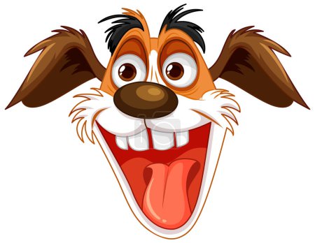 Téléchargez les illustrations : Mignon ludique fou chien dessin animé tête illustration - en licence libre de droit
