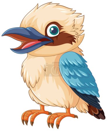 Illustration for A smiling Kookaburra bird, native to Australia, is isolated on a white background in a vector cartoon illustration style illustration - Royalty Free Image