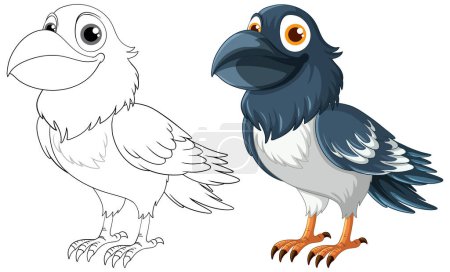 Téléchargez les illustrations : Illustration vectorielle d'un corbeau isolé sur fond blanc - en licence libre de droit