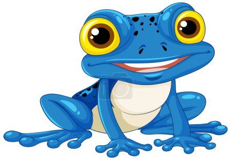 Ilustración de Una ilustración vectorial de dibujos animados de una rana azul aislada sobre un fondo blanco - Imagen libre de derechos