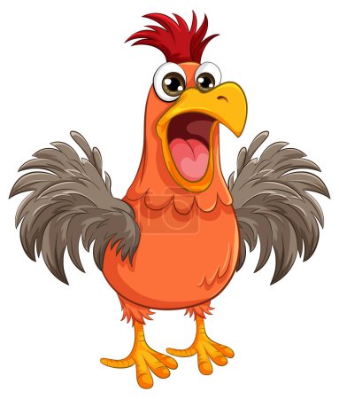 Téléchargez les illustrations : A vector cartoon illustration of a chicken freaking out, isolated on a white background - en licence libre de droit