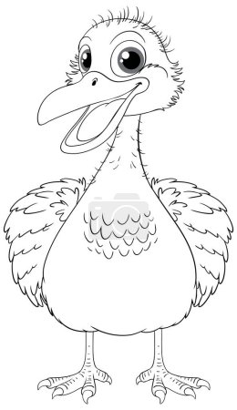 Téléchargez les illustrations : Illustration cartoon d'un oiseau emu mignon avec une expression souriante, isolé sur un fond blanc - en licence libre de droit
