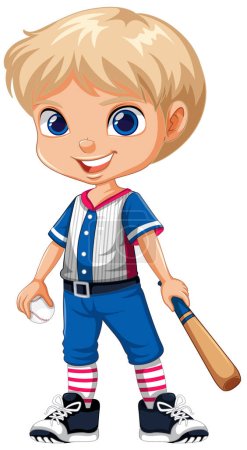 Téléchargez les illustrations : Blond garçon baseball joueur illustration de personnage de dessin animé - en licence libre de droit