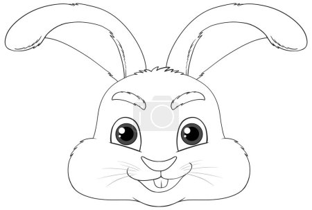 Téléchargez les illustrations : Un dessin animé contour d'un lapin mignon avec de longues oreilles - en licence libre de droit