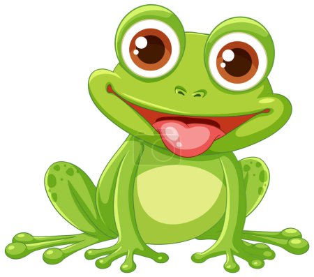 Téléchargez les illustrations : Jolie illustration de dessin animé grenouille verte - en licence libre de droit