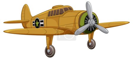 Ilustración de Un avión militar vintage clásico amarillo aislado sobre un fondo blanco - Imagen libre de derechos