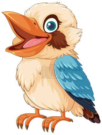 Illustration for A smiling Kookaburra bird, native to Australia, is isolated on a white background in a vector cartoon illustration style illustration - Royalty Free Image