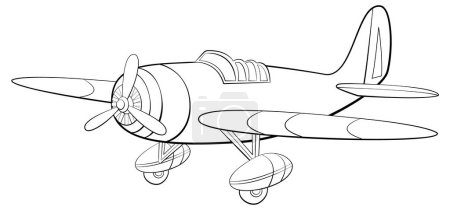 Ilustración de Ilustración de dibujos animados vectoriales de un avión clásico vintage - Imagen libre de derechos