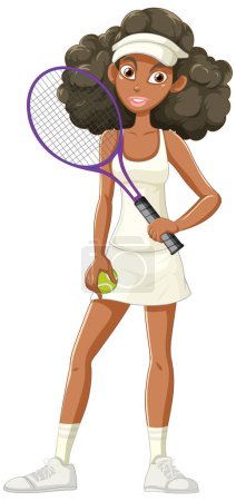 Ilustración de Jugadora de tenis femenina con ilustración de raqueta - Imagen libre de derechos