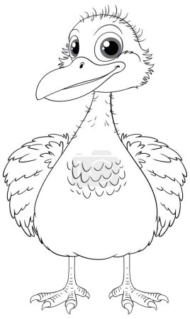 Téléchargez les illustrations : Une illustration de dessin animé d'un oiseau emu mignon isolé sur un fond blanc - en licence libre de droit