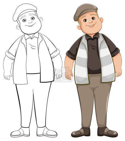 Téléchargez les illustrations : Illustration vectorielle d'un jeune homme portant un chapeau, isolé sur fond blanc - en licence libre de droit