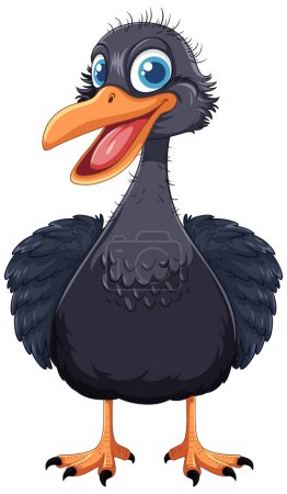 Téléchargez les illustrations : Une illustration de dessin animé d'un oiseau emu mignon avec un grand sourire, isolé sur un fond blanc - en licence libre de droit
