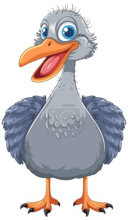 Illustration for A cartoon illustration of a cute emu bird with a smiling expression, isolated on a white background - Royalty Free Image