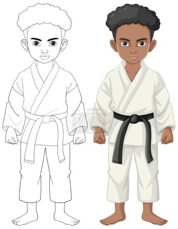Illustration for Cartoon character wearing a judo sport outfit with a vector illustration style - Royalty Free Image