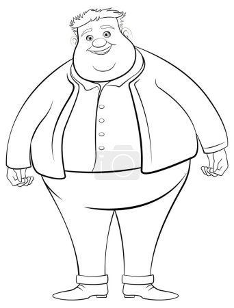 Illustration for An isolated vector illustration of an overweight man outline for coloring pages - Royalty Free Image