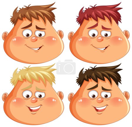 Illustration for Overweight Man Head with Sneer Face Collection illustration - Royalty Free Image