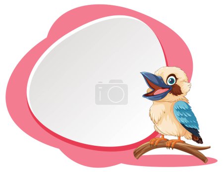 Illustration for A cheerful cartoon illustration of a kookaburra bird on a banner - Royalty Free Image