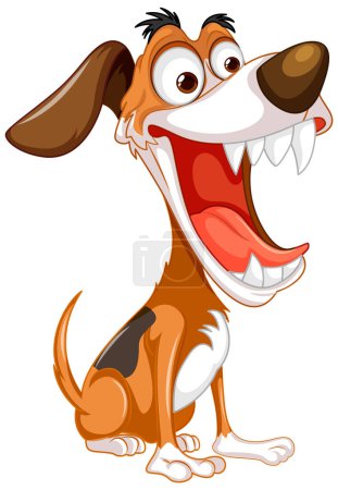 Téléchargez les illustrations : Mignon ludique fou chien dessin animé illustration - en licence libre de droit