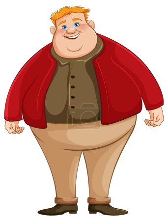 Illustration for A smiling overweight young man stands isolated on a white background - Royalty Free Image