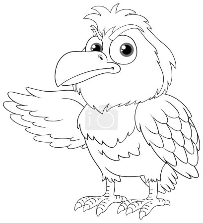 Ilustración de Dibujos animados ilustración de un búho con un ala abierta, aislado sobre un fondo blanco - Imagen libre de derechos