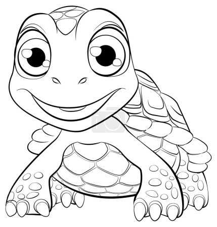 Ilustración de Una ilustración de dibujos animados de una linda tortuga con una cara sonriente, aislada sobre una ilustración de fondo blanco - Imagen libre de derechos