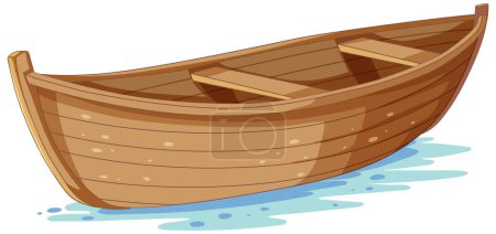 Illustration for A cartoon illustration of a wooden paddle boat sailing on the water - Royalty Free Image