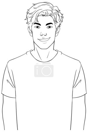 Illustration for A vector illustration of a handsome young man outlined in white against a plain background - Royalty Free Image