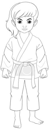 Illustration for A cartoon illustration of a girl wearing a judo sport outfit - Royalty Free Image