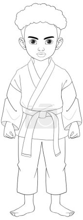 Illustration for A vector cartoon illustration of a boy wearing a judo sport outfit - Royalty Free Image