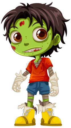 Illustration for A vector illustration of a male zombie with green skin - Royalty Free Image