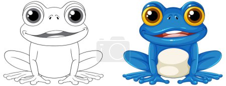 Téléchargez les illustrations : Illustration vectorielle d'une grenouille bleue pour colorier des pages - en licence libre de droit
