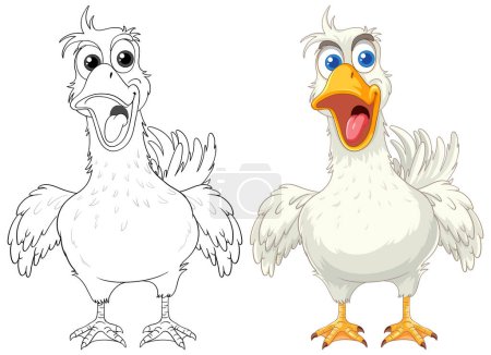 Illustration for Isolated on white, this vector cartoon illustration of a happy duck face is perfect for colouring. - Royalty Free Image
