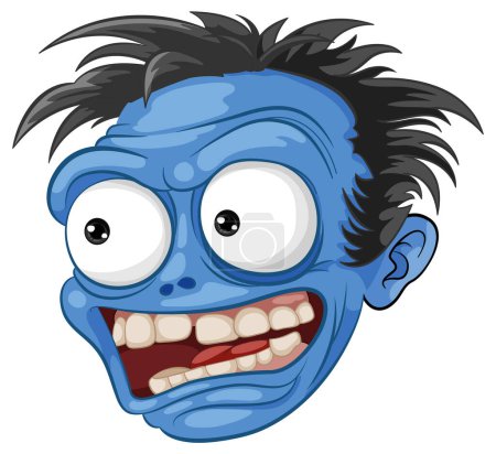 Illustration for A vector cartoon illustration of a creepy and scary zombie man head - Royalty Free Image