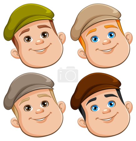 Illustration for A cartoon illustration of a young male officer wearing a hat - Royalty Free Image